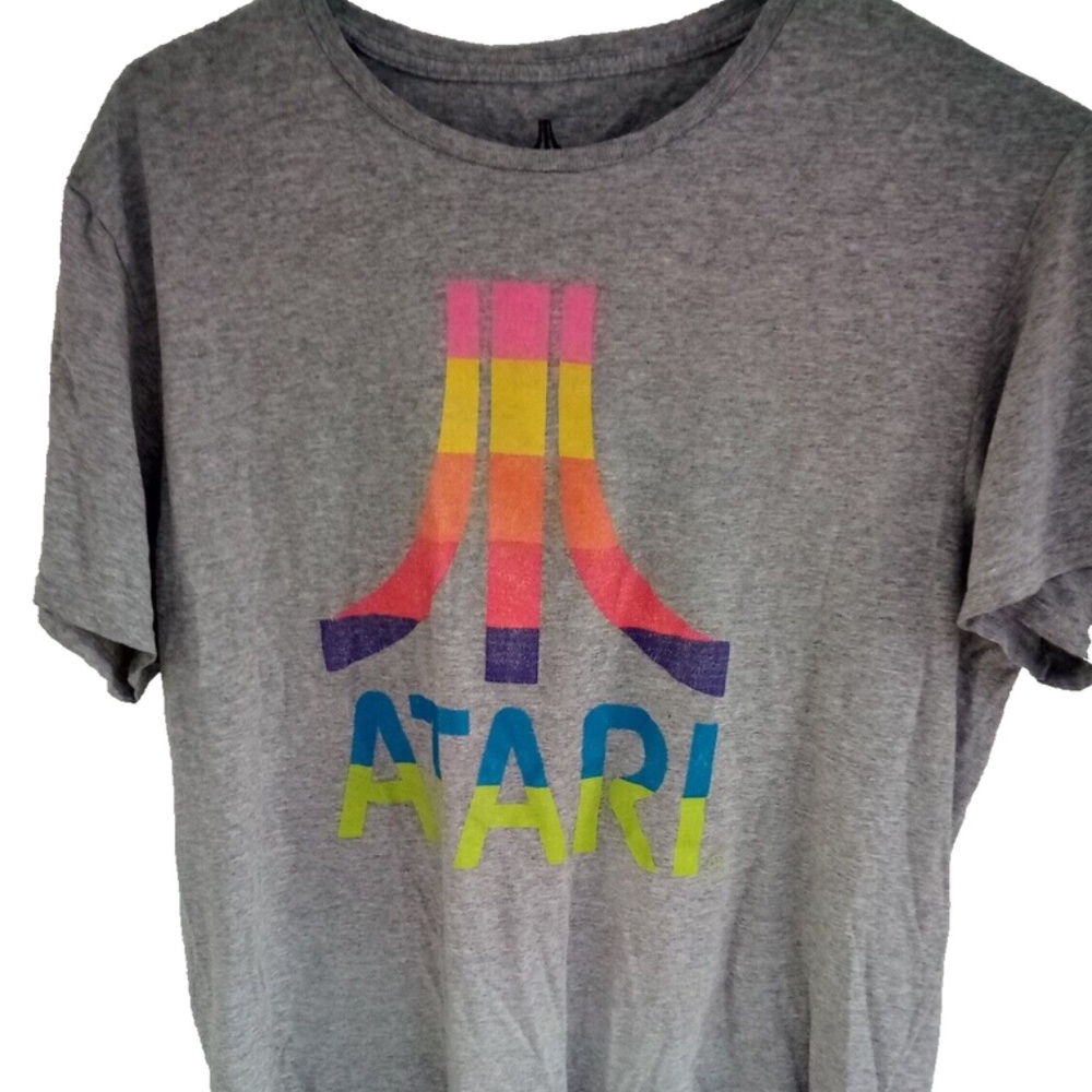 ATARI T-Shirt Mens Size L Large Gray Classic Logo Tee